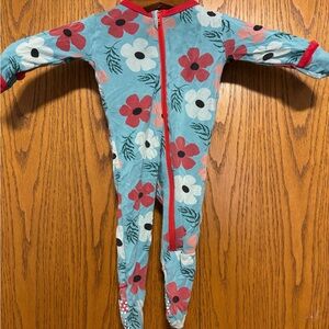 Floral Kids One Piece - Blue and Red